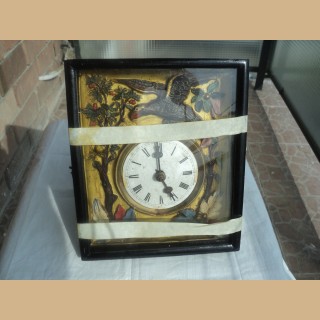 orologio da parete pitturato e cesellato a mano con catene e pesi epoca 800